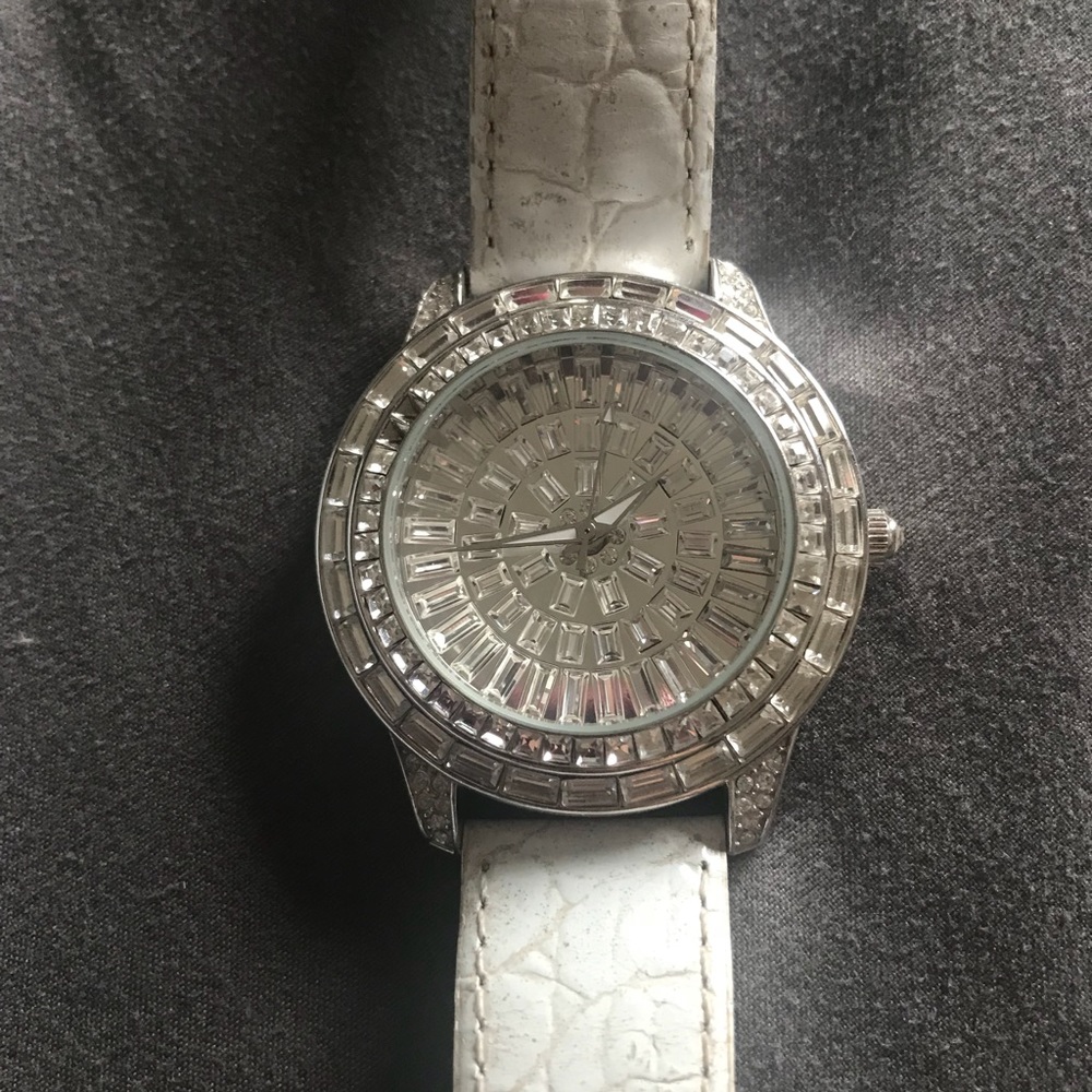 Peugeot Ladies White crystallized watch